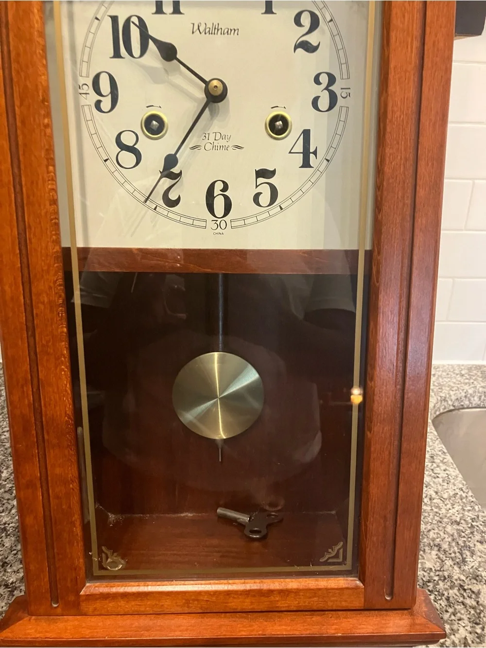 Waltham Brown Wooden Pendulum Wall Clock - Classic Home Accent